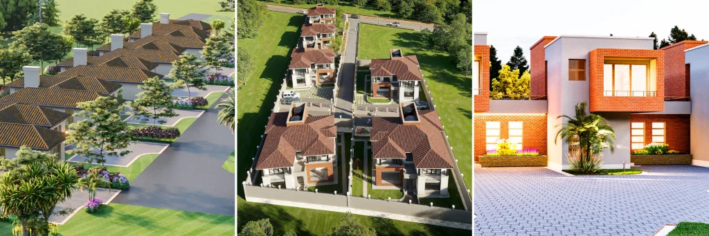 From L - R: The serene surroundings of La Valle Estate, Terra Vista Enclave, and luxury living of Domus Mpanja.