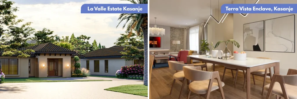 A side-by-side showcase of La Valle Estate in Kasanje and the modern architecture of Terra Vista Enclave.